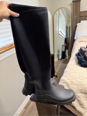 Hunter Black Over-the-Knee Neoprene Rain Boots